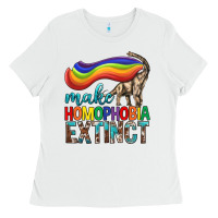 White Lgbtq Make Homophobia Extinct Ladies Tee - BundleAndBundleShop