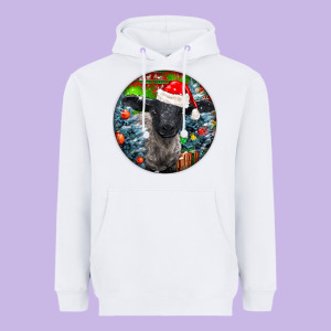 Christmas Suffolk Baby Sheep Ornament Heavyweight Hoodie Designed By Lillyallendesigns