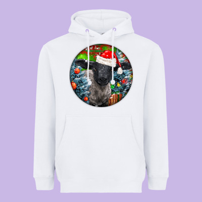 Christmas Suffolk Baby Sheep Ornament Heavyweight Hoodie Designed By Lillyallendesigns