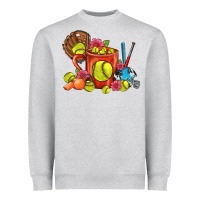 Heather Grey Softball Coffee Mug Heavyweight Sweatshirt - FaDigitalArtStudio