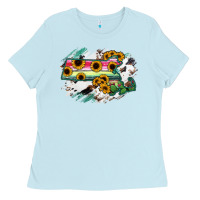 Baby Blue Massachusetts State Map Ladies Tee - RanaPortraitStore