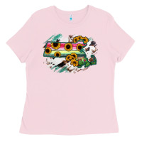 Bubblegum Pink Massachusetts State Map Ladies Tee - RanaPortraitStore