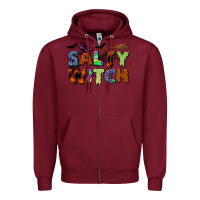 Burgundy salty witch Zipper Hoodie - BundleAndBundleShop