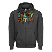 Charcoal Heather salty witch Zipper Hoodie - BundleAndBundleShop