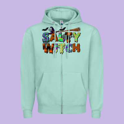 Salty Witch Zipper Hoodie Designed By Bundleandbundleshop
