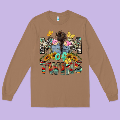 Mom Of Twins Girls Mother's Day Long Sleeve Tee Designed By Cowgirlartshop