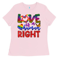 Bubblegum Pink Love İs a Human Right Ladies Tee - BundleAndBundleShop