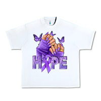 White Hope lavender ribbon all cancers Urban Heavy Tee - NancyCooperArtShop