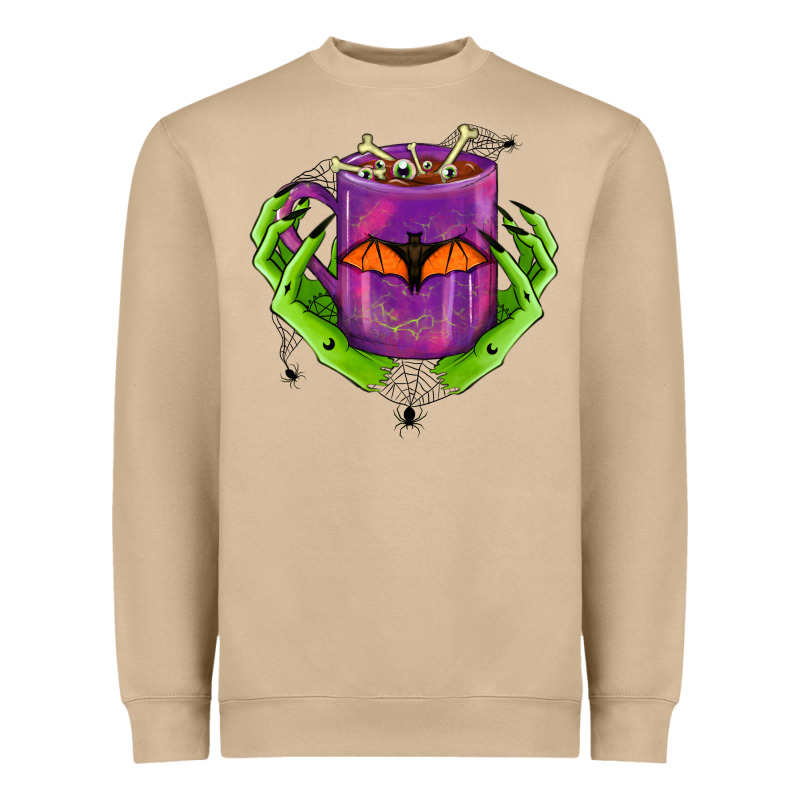 Halloween Coffee Cup With Hands Heavyweight Sweatshirt by FaDigitalArtStudio | Teevron