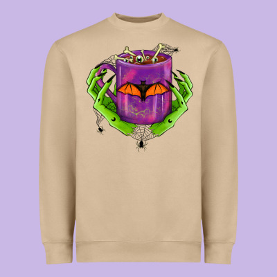 Halloween Coffee Cup With Hands Heavyweight Sweatshirt Designed By Fadigitalartstudio