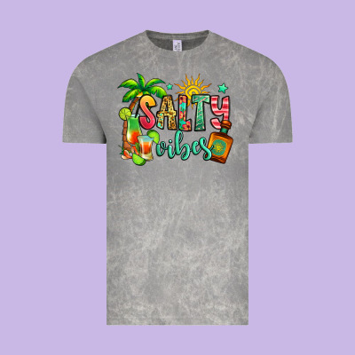 Salty Vibes Tequila Summer Vintage Tee Designed By Jasminsmagicworld