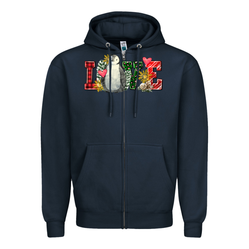 Christmas Penguin Love Zipper Hoodie by FaDigitalArtStudio | Teevron