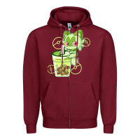 Burgundy sprigatito matcha bubble classic . Zipper Hoodie - tuanDangUi