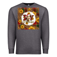 Charcoal Heather joy to the world christmas cow Premium Sweatshirt - LillyAllenDesigns