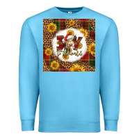 Ocean Blue joy to the world christmas cow Premium Sweatshirt - LillyAllenDesigns