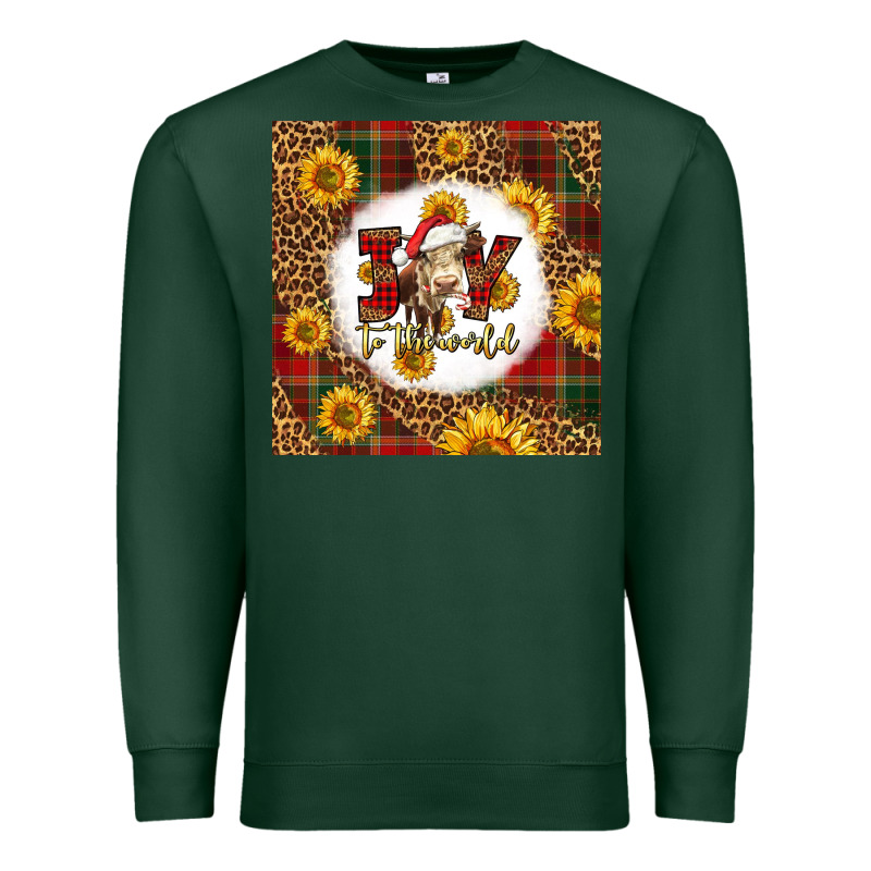 Joy To The World Christmas Cow Premium Sweatshirt by LillyAllenDesigns | Teevron