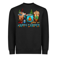Black Happy Camper Coffee Cups Heavyweight Sweatshirt - FaDigitalArtStudio