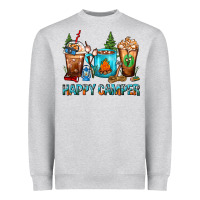 Heather Grey Happy Camper Coffee Cups Heavyweight Sweatshirt - FaDigitalArtStudio