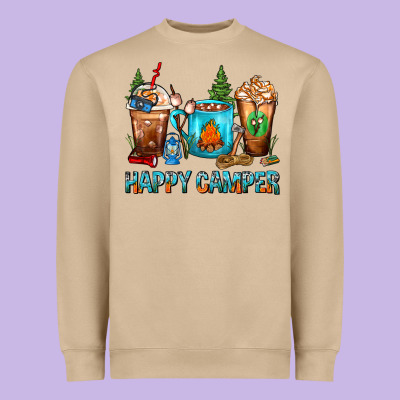 Happy Camper Coffee Cups Heavyweight Sweatshirt Designed By Fadigitalartstudio