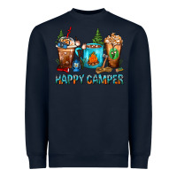 Navy Happy Camper Coffee Cups Heavyweight Sweatshirt - FaDigitalArtStudio