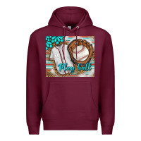 Burgundy Baseball Play Ball With Leopard Mousepad Premium Hoodie - BundleAndBundleShop
