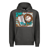 Charcoal Heather Baseball Play Ball With Leopard Mousepad Premium Hoodie - BundleAndBundleShop