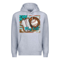Heather Grey Baseball Play Ball With Leopard Mousepad Premium Hoodie - BundleAndBundleShop