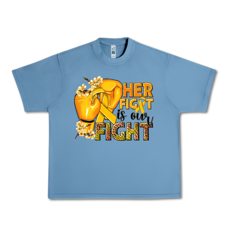 Her Fight Is Our Fight Childhood Cancer Yellow Urban Heavy Tee by NancyCooperArtShop | Teevron