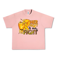 Salmon Her fight is our fight Childhood Cancer yellow Urban Heavy Tee - NancyCooperArtShop