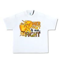 White Her fight is our fight Childhood Cancer yellow Urban Heavy Tee - NancyCooperArtShop