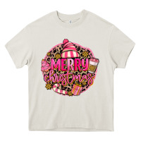 Cream pink merry christmas Heavy Core Tee - MaliasSmallBusiness