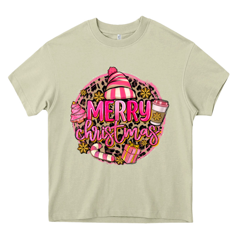 Pink Merry Christmas Heavy Core Tee by MaliasSmallBusiness | Teevron