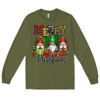 Army Green merry christmas gnomes Long Sleeve Tee - CowGirlArtShop