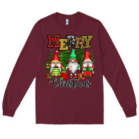 Burgundy merry christmas gnomes Long Sleeve Tee - CowGirlArtShop