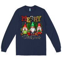Navy merry christmas gnomes Long Sleeve Tee - CowGirlArtShop