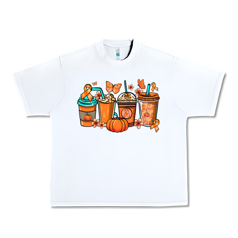 Kidney Cancer Coffee Cups Orange Ribbon Urban Heavy Tee by NancyCooperArtShop | Teevron