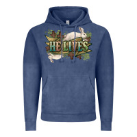 Vintage Denim He lives Easter Vintage Hoodie - NancyCooperArtShop