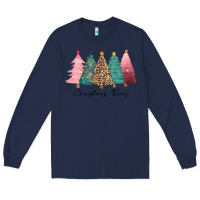 Navy christmas trees Long Sleeve Tee - CowGirlArtShop