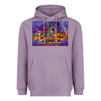 Lavender Happy Halloween Raccoon Heavyweight Hoodie - LillyAllenDesigns