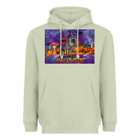 Matcha Happy Halloween Raccoon Heavyweight Hoodie - LillyAllenDesigns