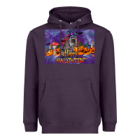 Plum Happy Halloween Raccoon Heavyweight Hoodie - LillyAllenDesigns