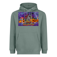 Sage Happy Halloween Raccoon Heavyweight Hoodie - LillyAllenDesigns