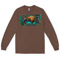 Chestnut Bison with leopard and turquoise Long Sleeve Tee - RanaPortraitStore