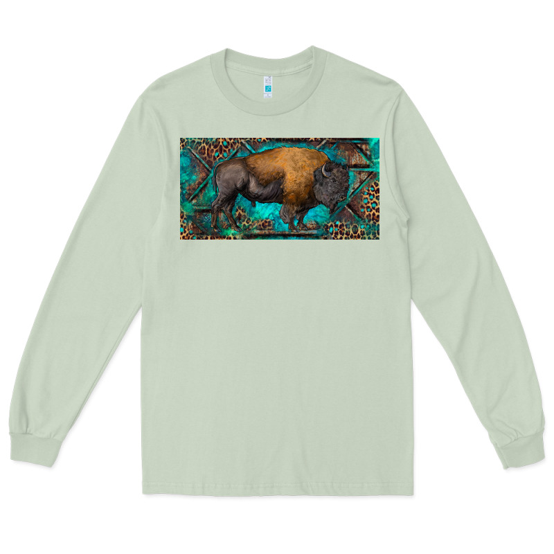 Bison With Leopard And Turquoise Long Sleeve Tee by RanaPortraitStore | Teevron
