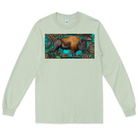 Matcha Bison with leopard and turquoise Long Sleeve Tee - RanaPortraitStore