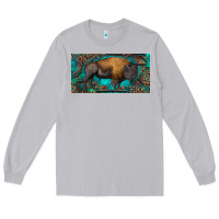 Moon Dust Bison with leopard and turquoise Long Sleeve Tee - RanaPortraitStore