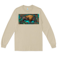 Mushroom Bison with leopard and turquoise Long Sleeve Tee - RanaPortraitStore