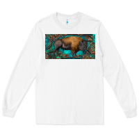 White Bison with leopard and turquoise Long Sleeve Tee - RanaPortraitStore