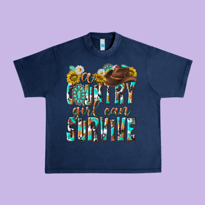 Western A Country Girl Can Survive Urban Heavy Tee Designed By Texasbilliewilder