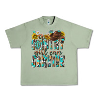 Oil Green Western a Country Girl Can Survive Urban Heavy Tee - texasbilliewilder